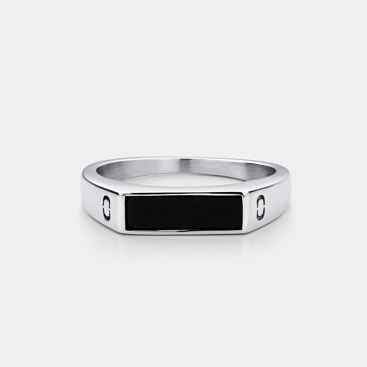 Anillo Sello de Piedra Rectangular Ónice (Plata)