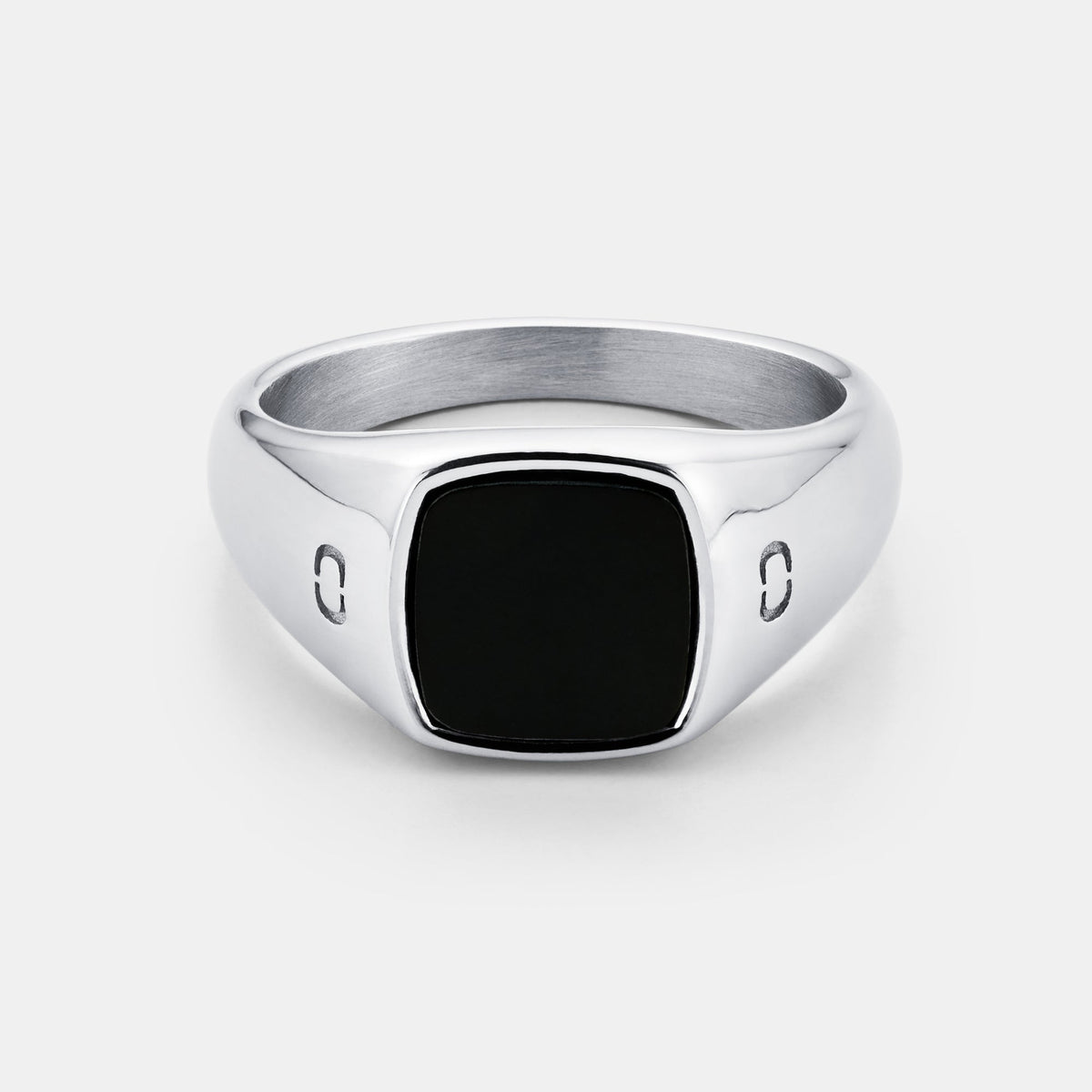 Anillo Sello de Piedra Cuadrada Ónice (Plata)