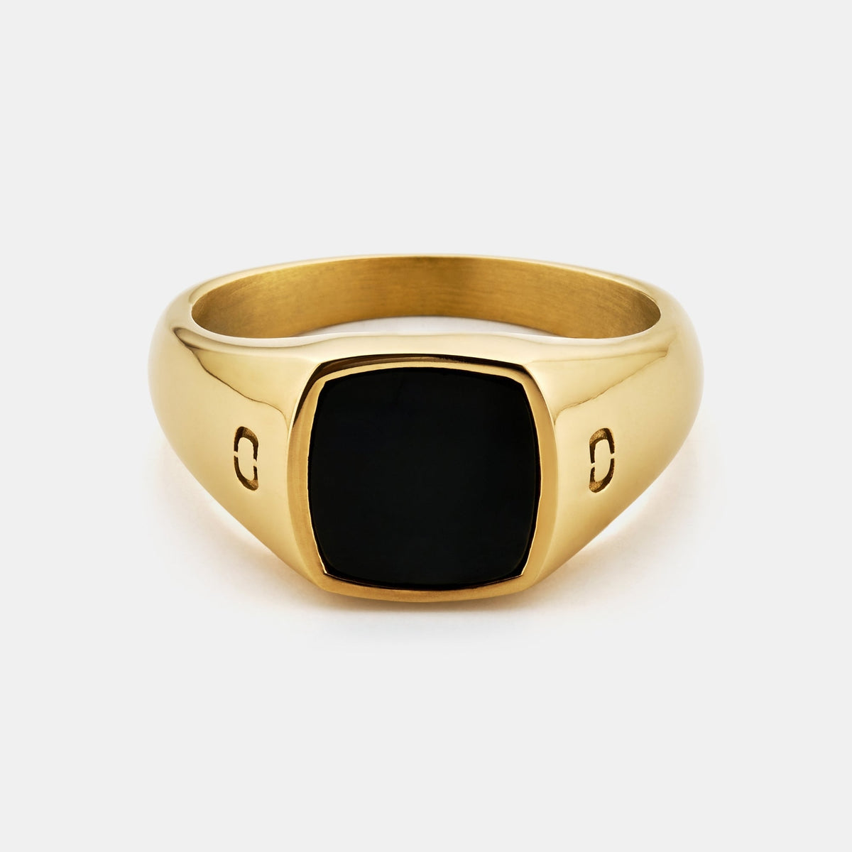 Anillo Sello de Piedra Cuadrada Ónice (Oro)