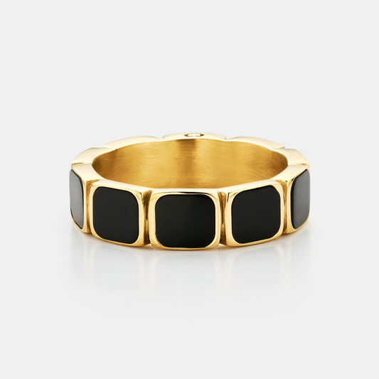Anillo Banda de Piedra Ónice (Oro)