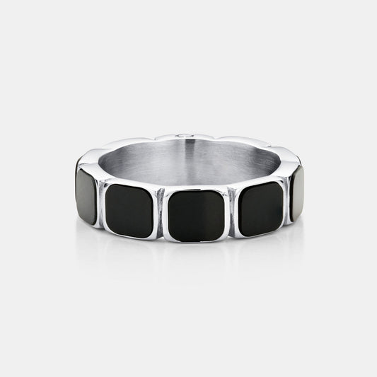 Anillo Banda de Piedra Ónice (Plata)