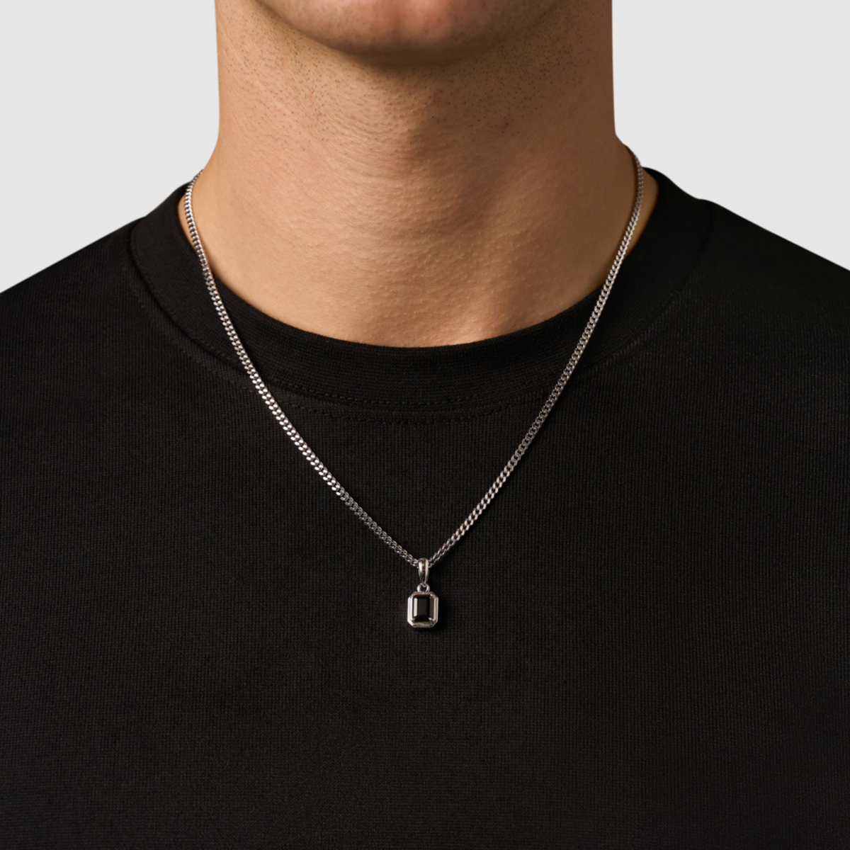 Rectángulo de Piedra Ónix (Plata)