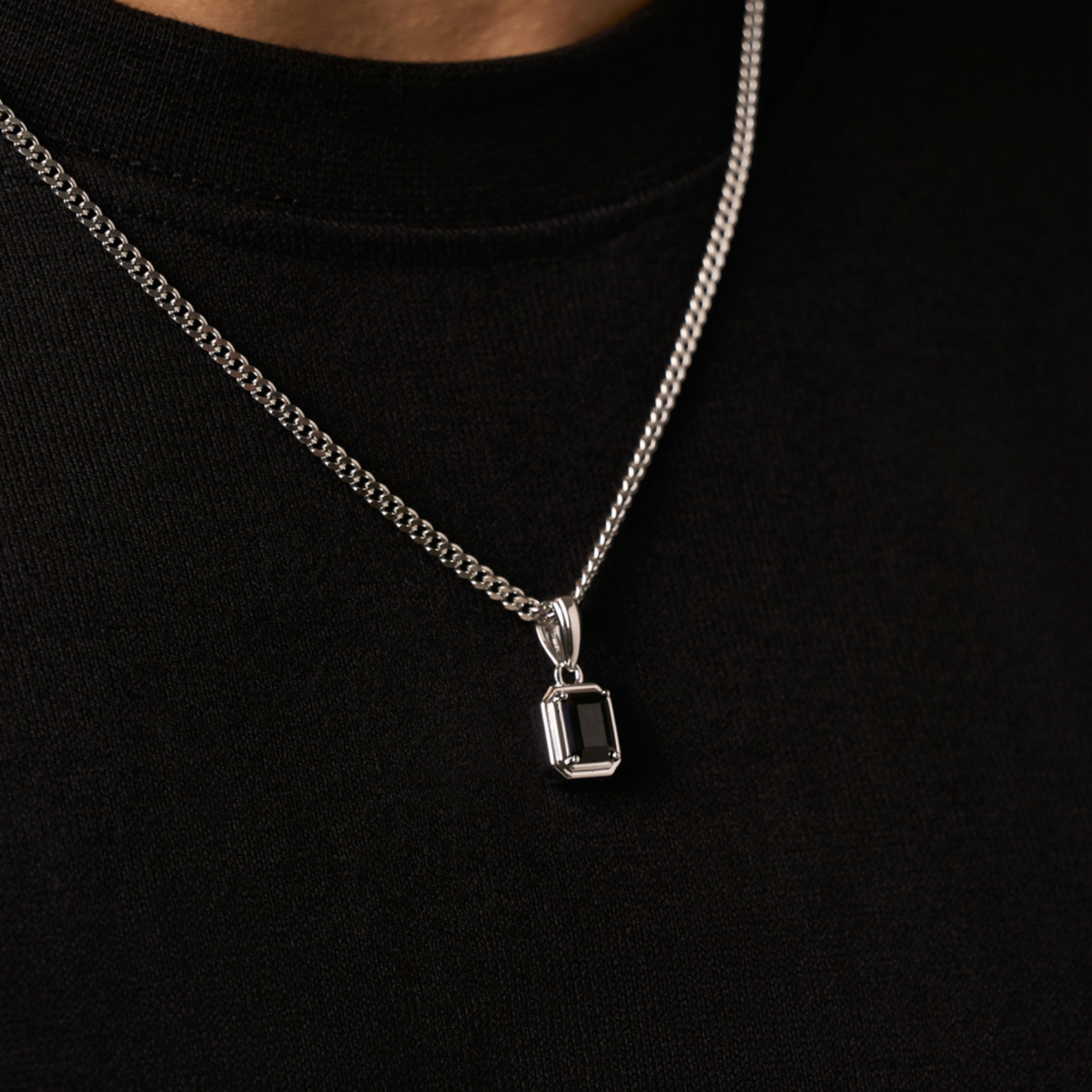 Rectángulo de Piedra Ónix (Plata)