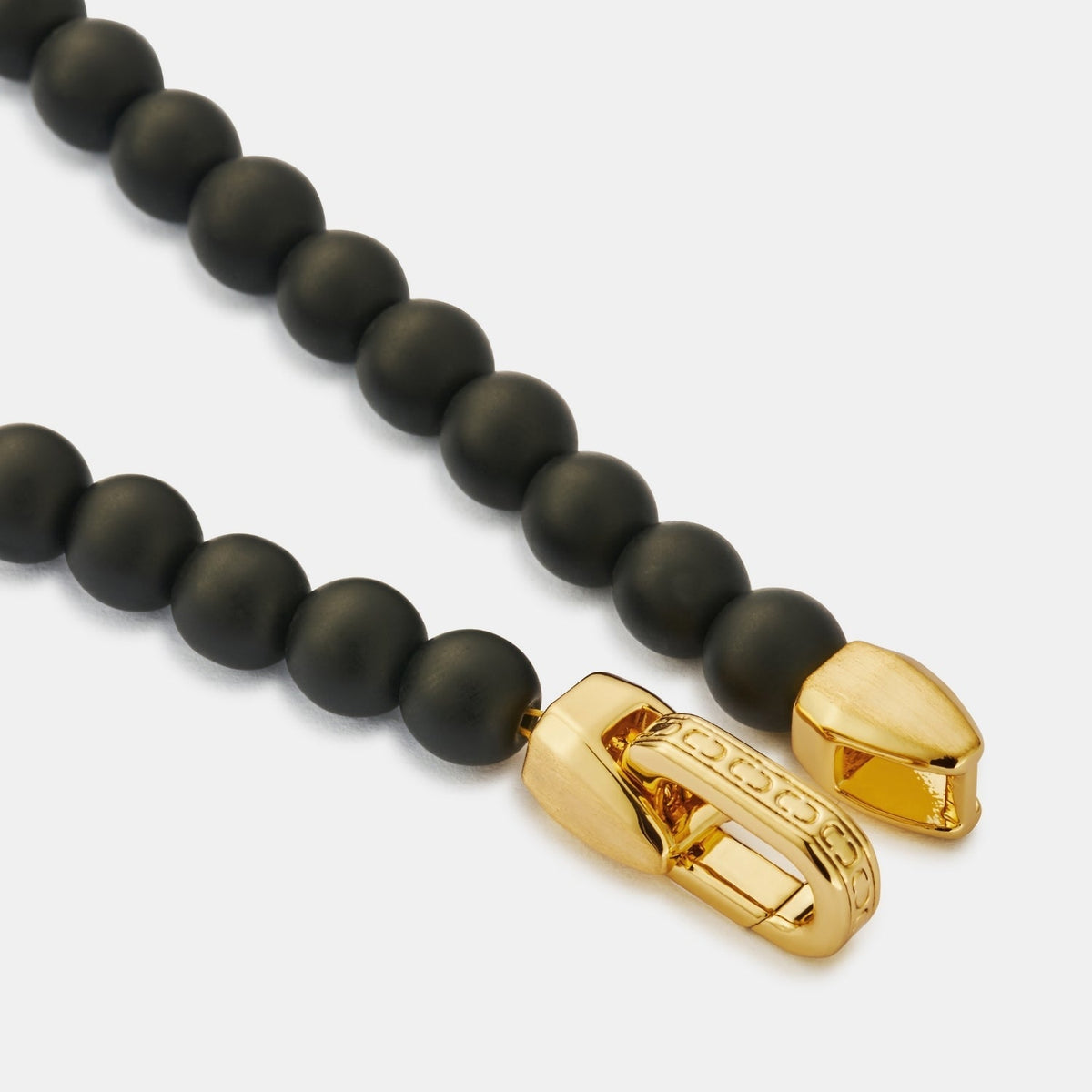 Pulsera de Cierre de Cuentas de Ónix (Oro)