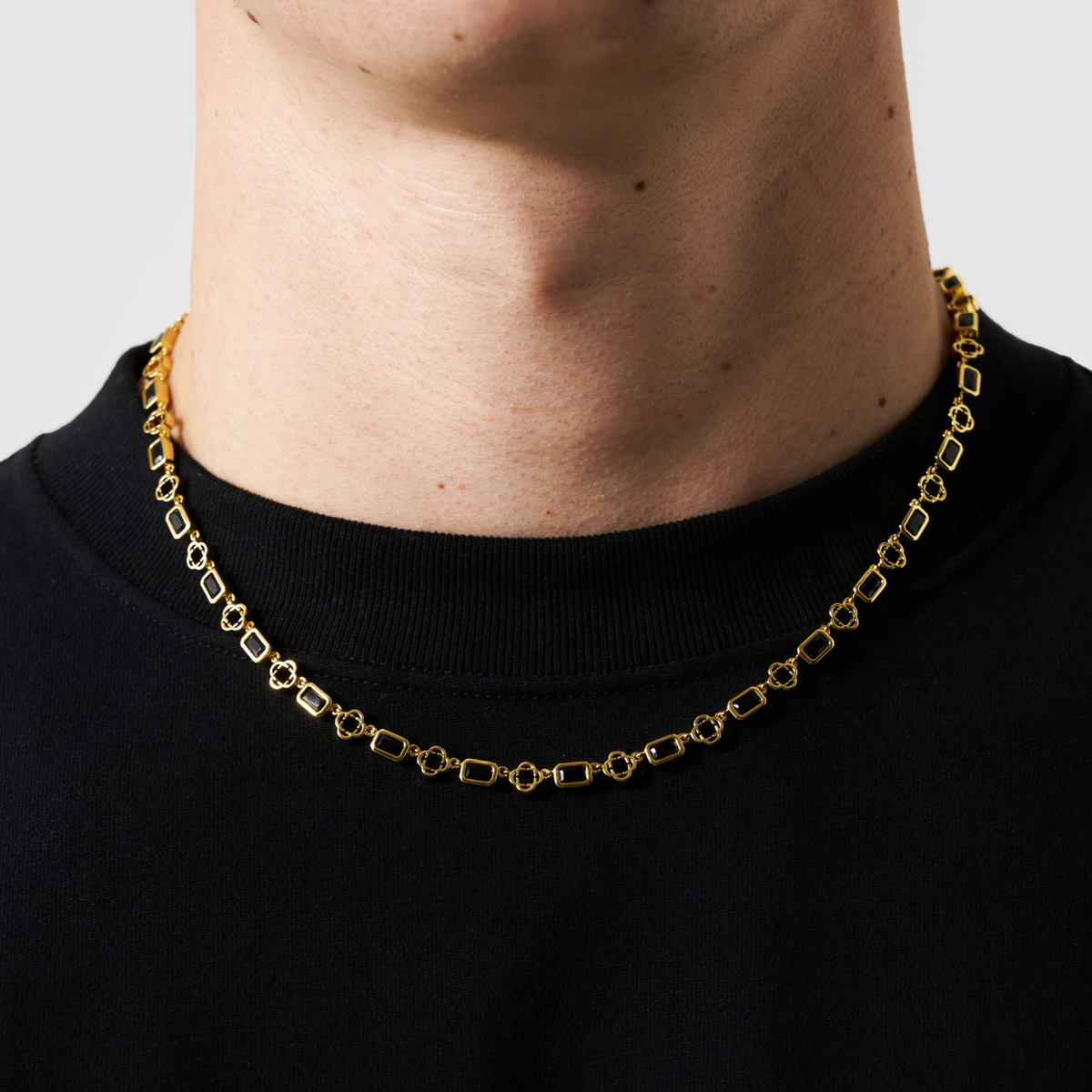 Collar de Trébol de Piedras Preciosas de Ónix (Oro)