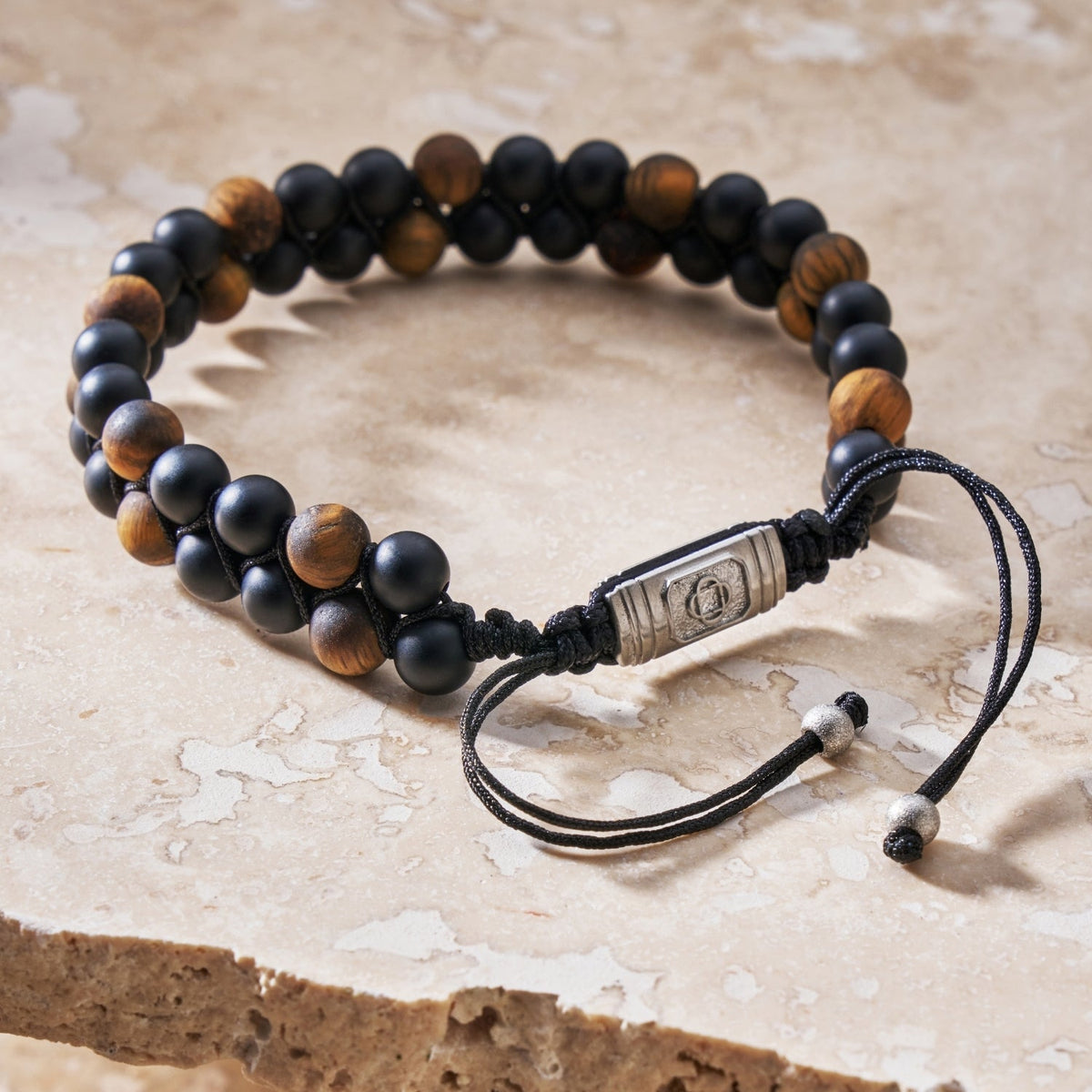 Pulsera de Cuentas Apiladas de Ónix