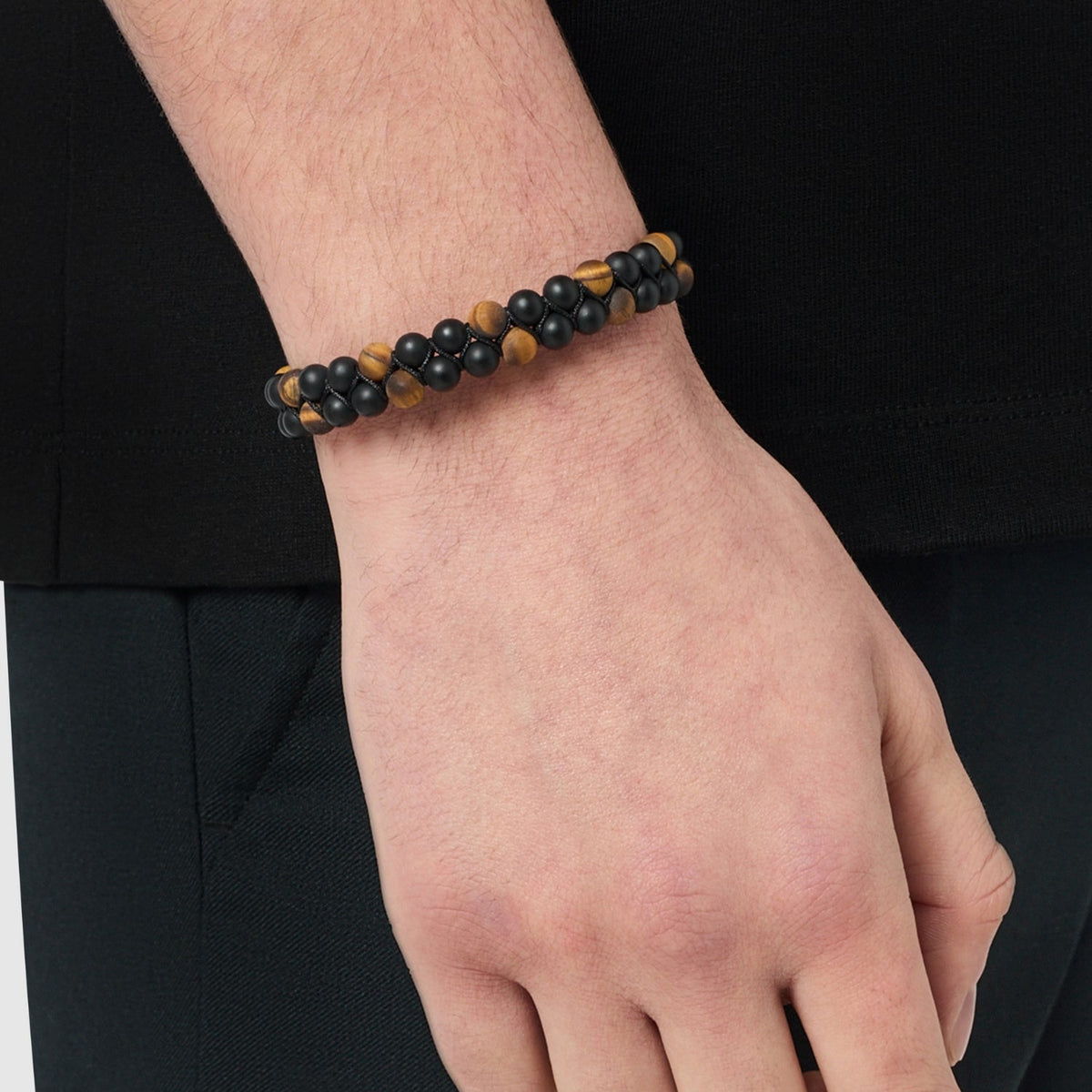 Pulsera de Cuentas Apiladas de Ónix