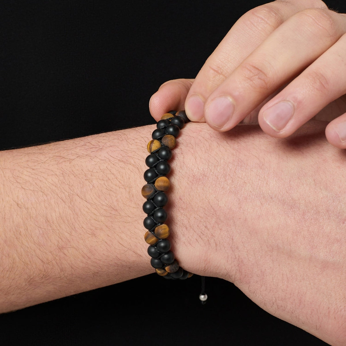 Pulsera de Cuentas Apiladas de Ónix