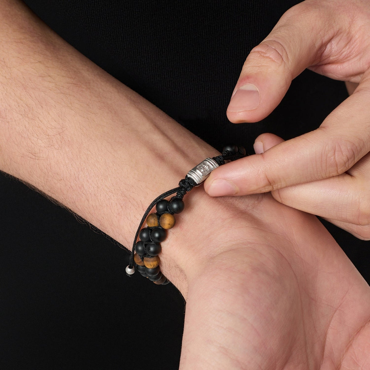 Pulsera de Cuentas Apiladas de Ónix