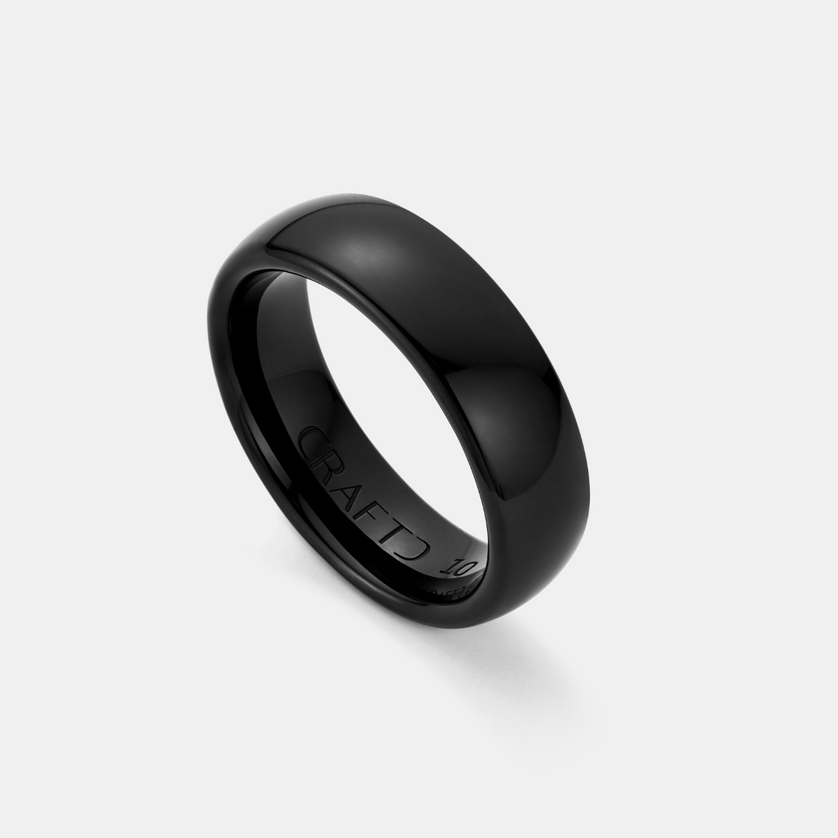 Anillo Redondeado (Negro) 7mm | Plata Esterlina