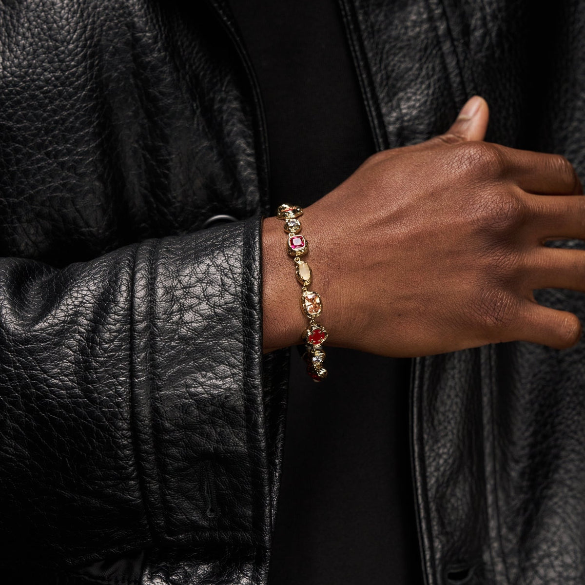 Pulsera de Piedra Rubí Derretida (Oro)