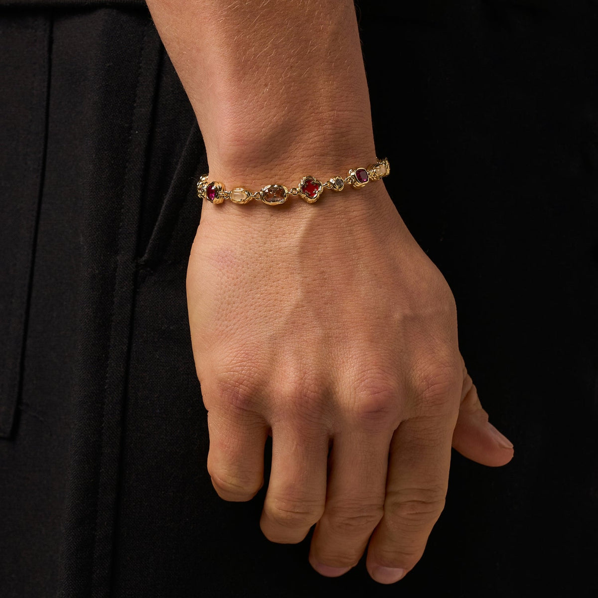 Pulsera de Piedra Rubí Derretida (Oro)