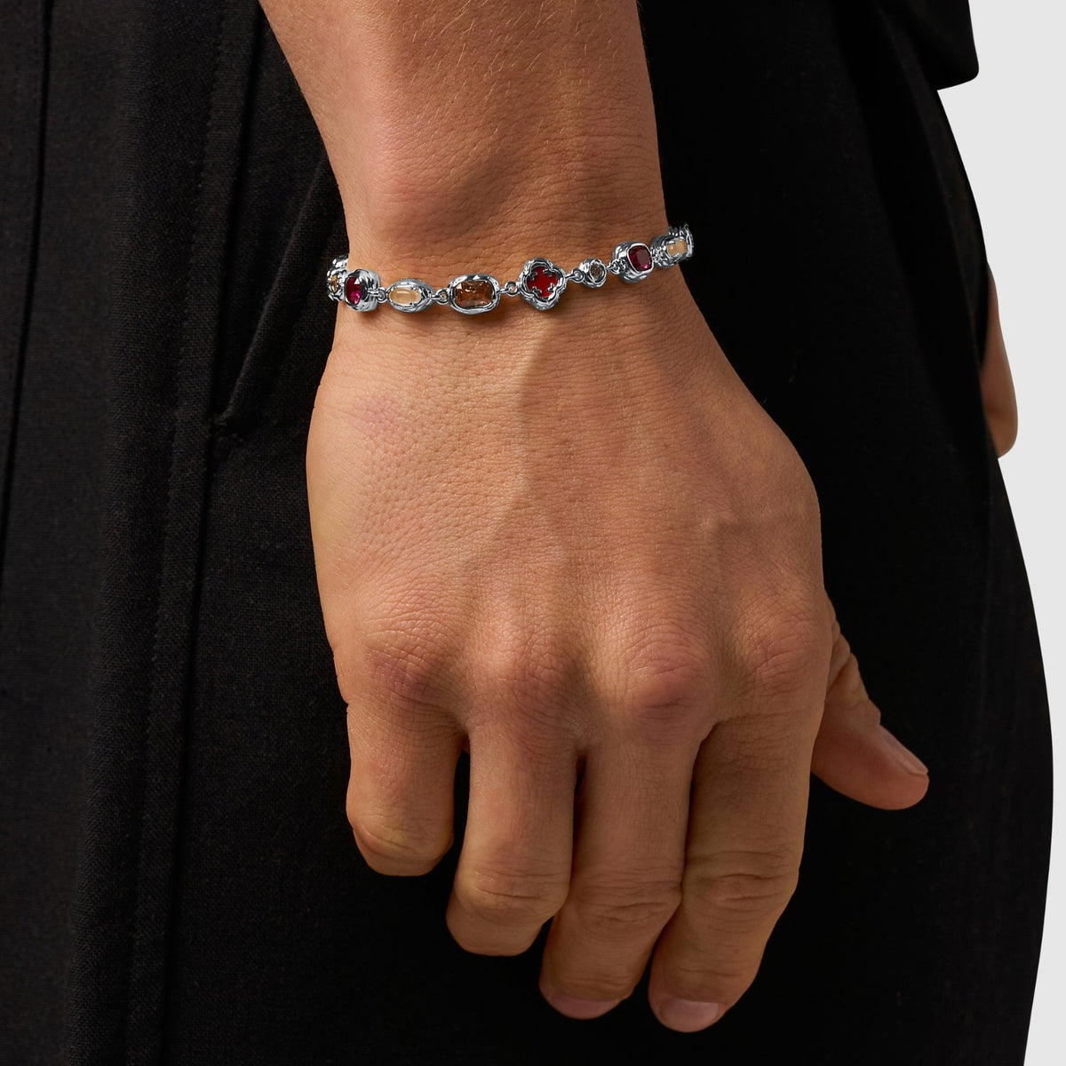 Pulsera de Piedra Rubí Derretida (Plata)