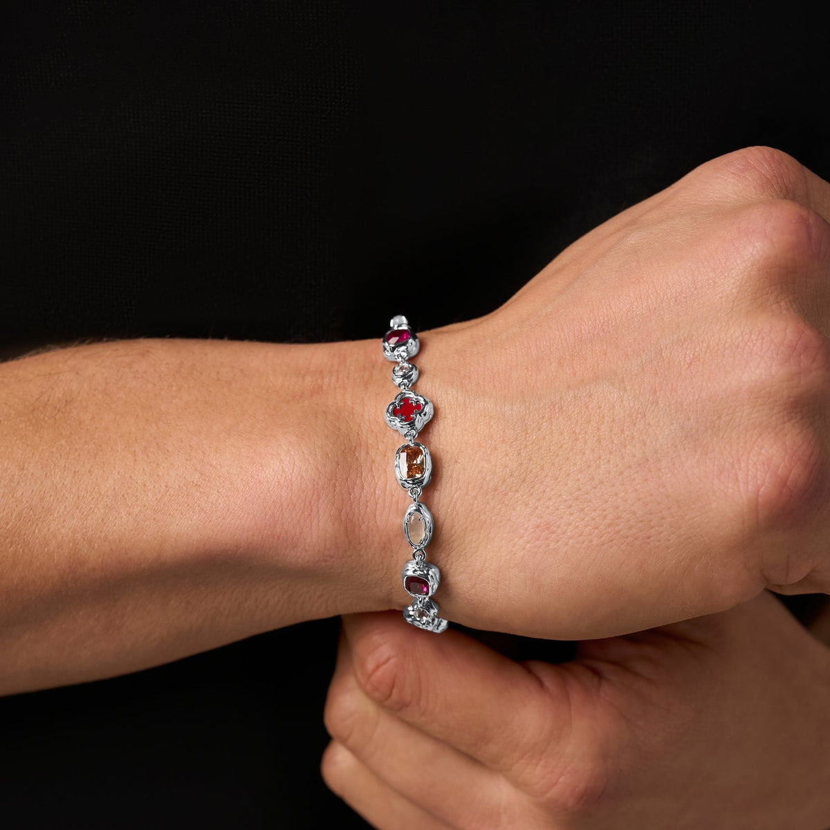 Pulsera de Piedra Rubí Derretida (Plata)