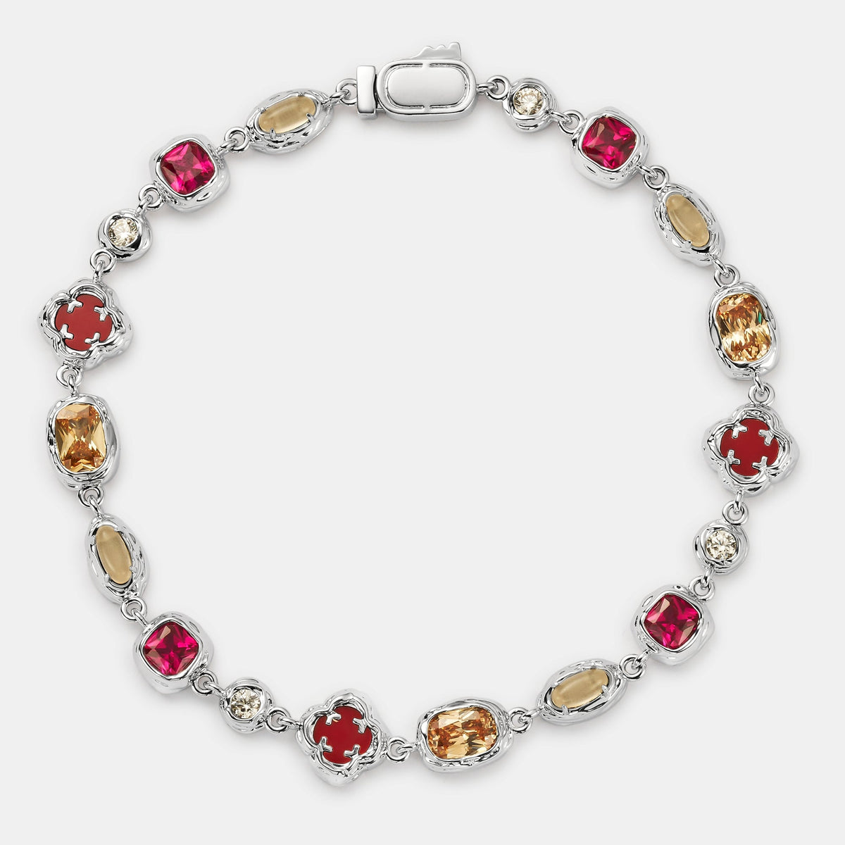 Pulsera de Piedra Rubí Derretida (Plata)