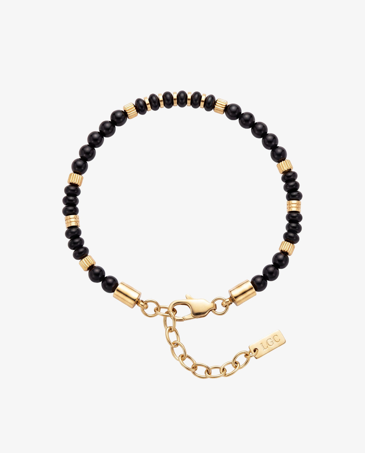 PULSERA STONE - BLACK AGATE ORO