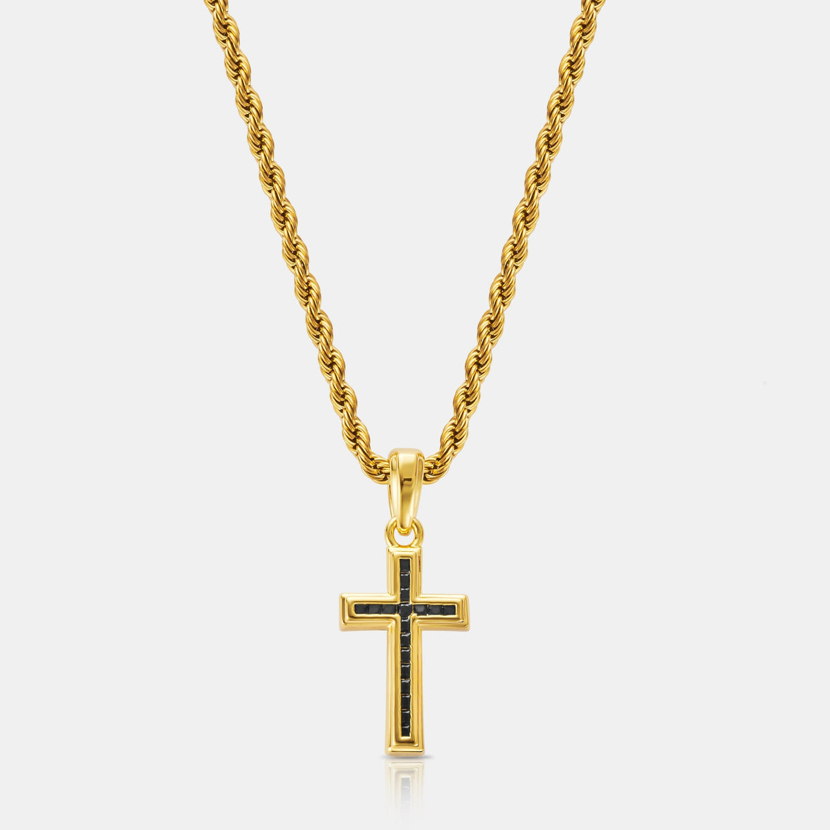 Cruz de Piedra Ónix Mini (Oro)