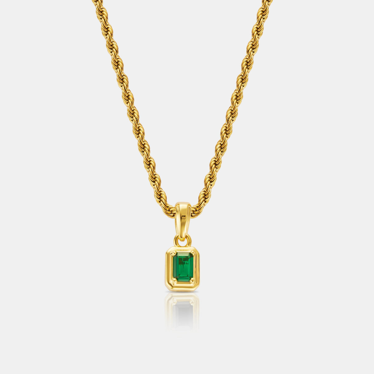 Rectángulo de Piedra Esmeralda Mini (Oro)