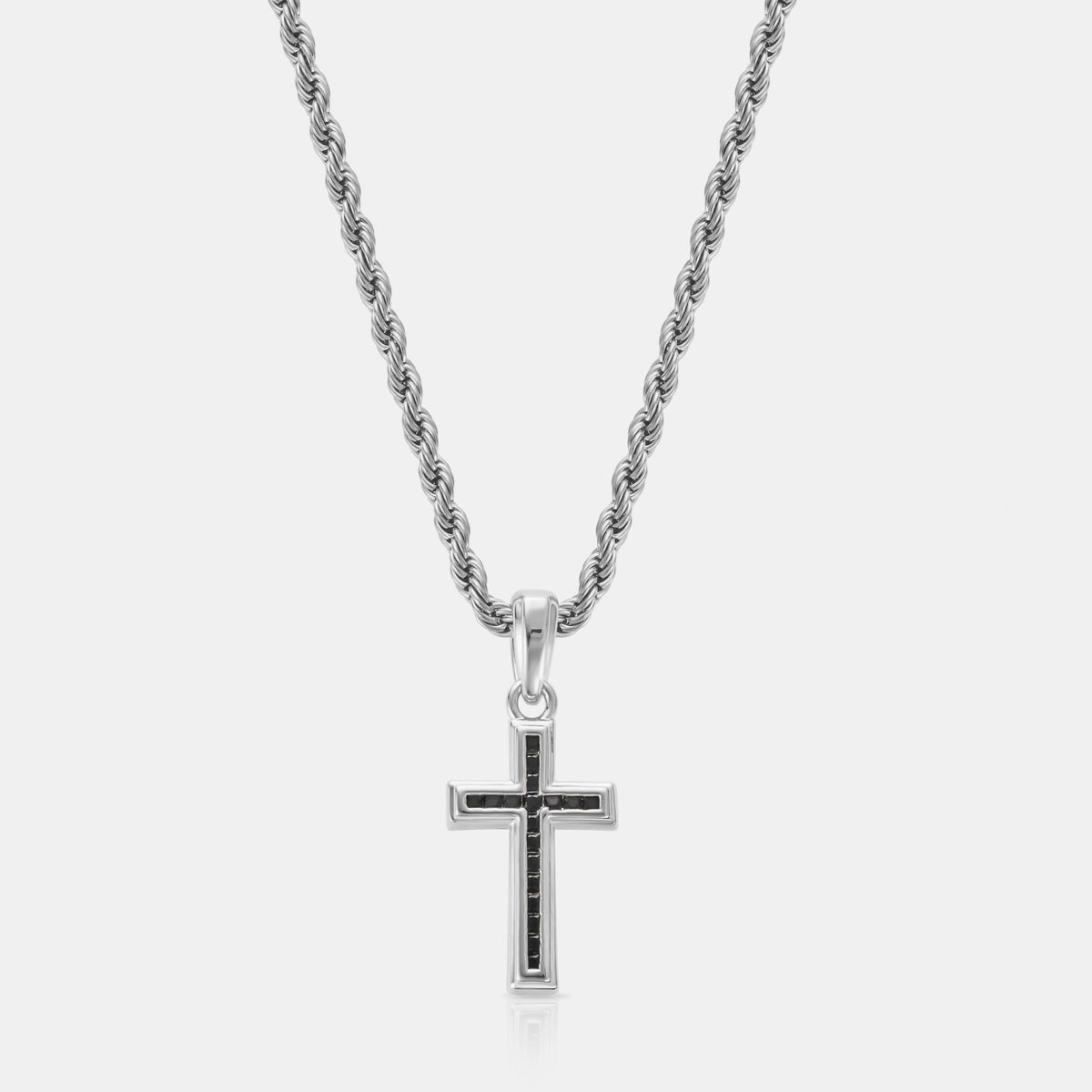 Cruz de Piedra Ónix Mini (Plata)