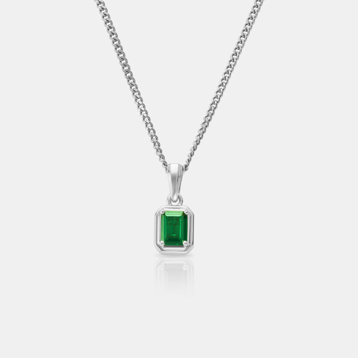 Rectángulo de Piedra Esmeralda (Plata)