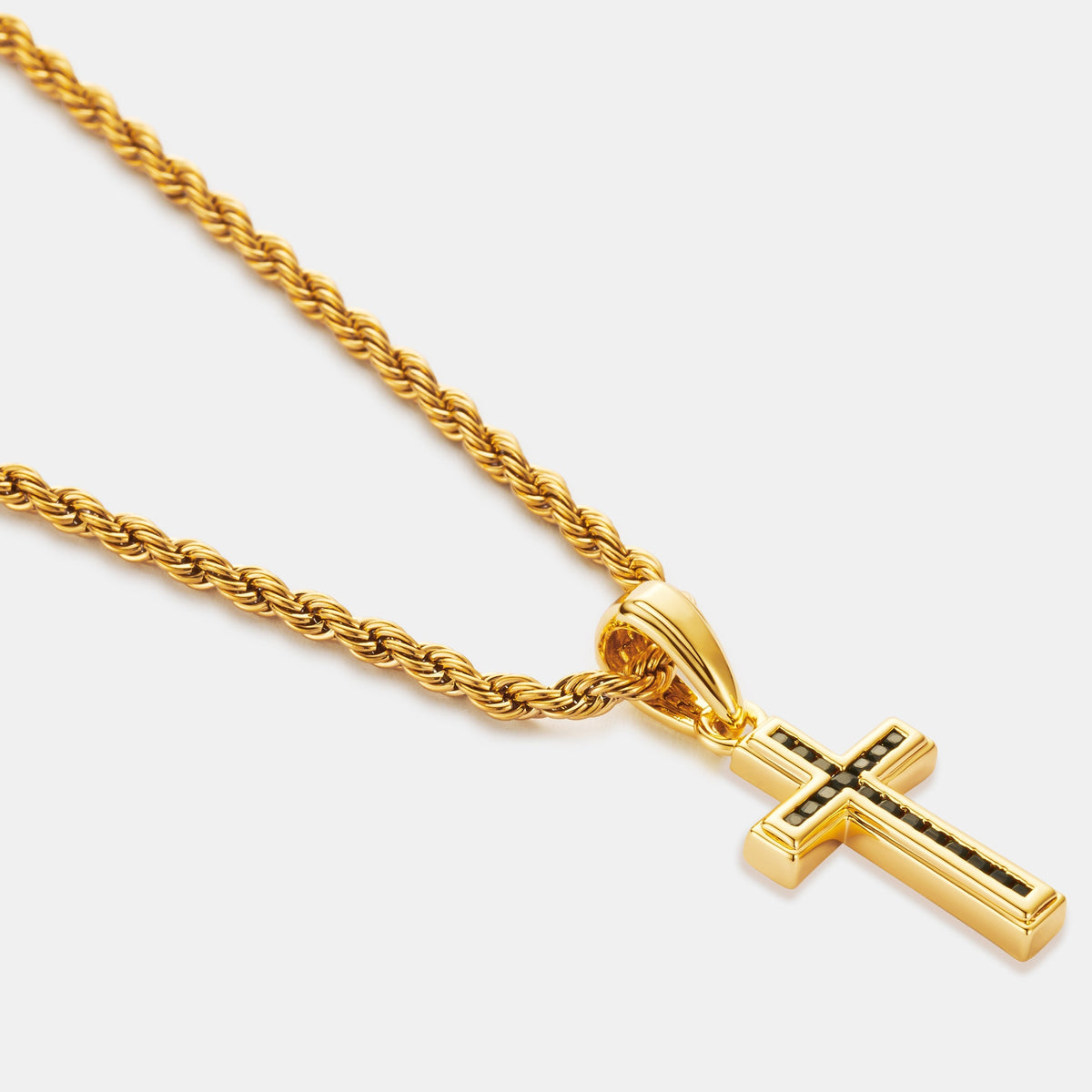 Cruz de Piedra Ónix Mini (Oro)