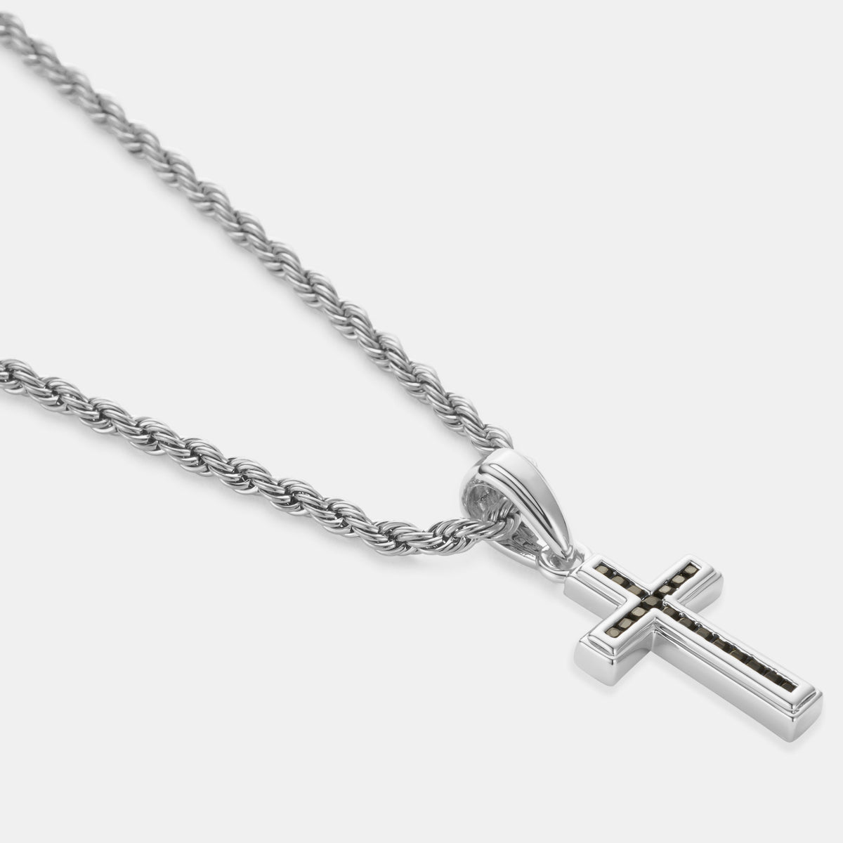 Cruz de Piedra Ónix Mini (Plata)