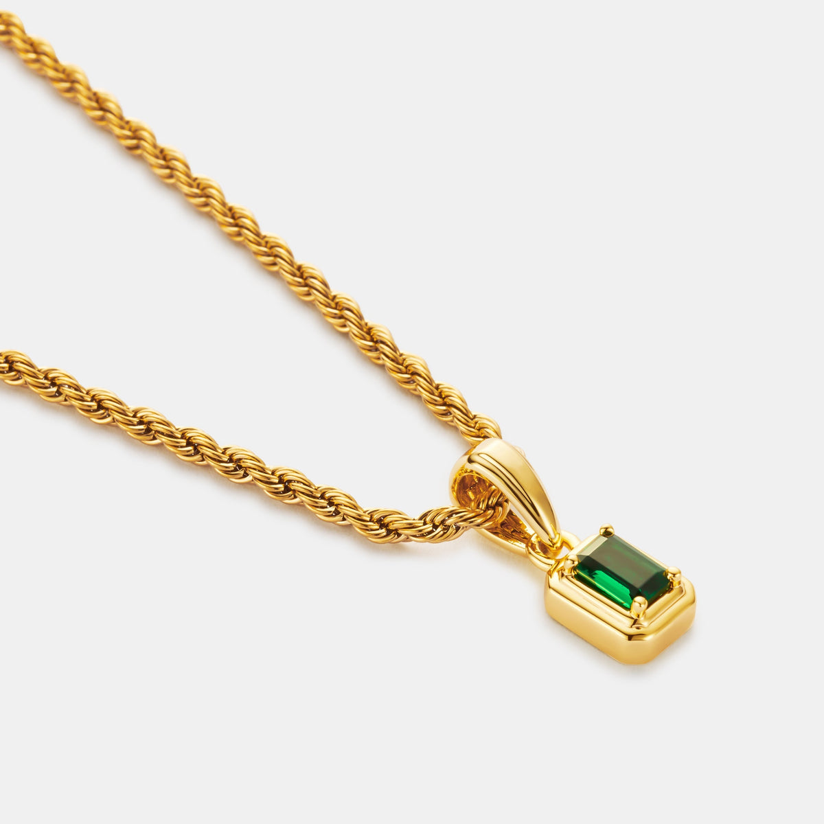 Rectángulo de Piedra Esmeralda Mini (Oro)