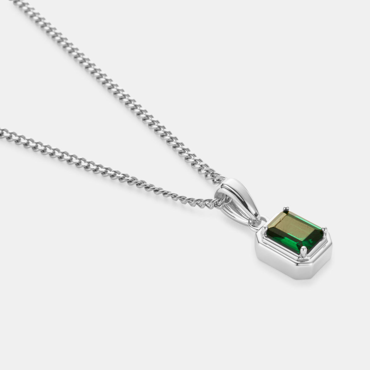 Rectángulo de Piedra Esmeralda (Plata)