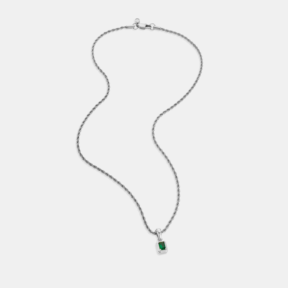 Rectángulo de Piedra Esmeralda Mini (Plata)